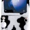 for Samsung Galaxy Z Flip 5 Case,fun Cow Pattern Design,cute Animal Imitation Skin Texture Protection Cover,plush Phone Shell with Bead Bracelet for Galaxy Z Flip 5 (with chain)