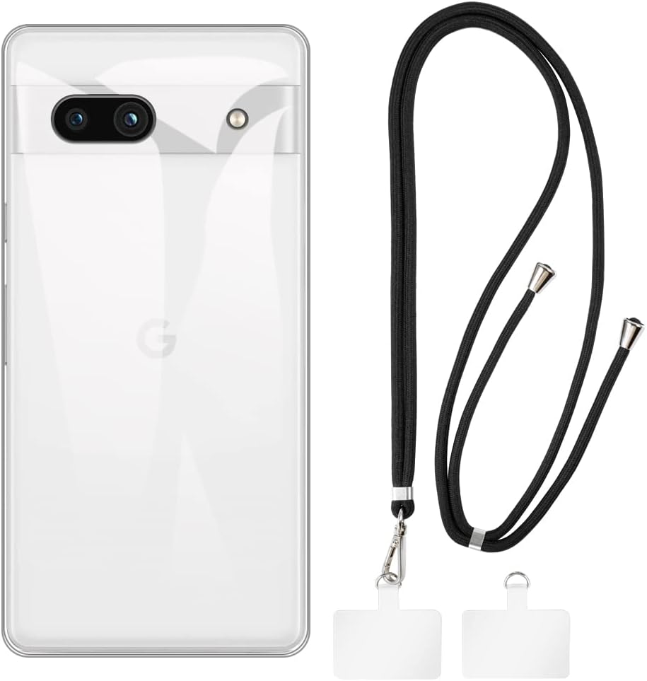 Google Pixel 7A Case + Universal Mobile Phone Lanyards, Neck/Crossbody Soft Strap Silicone TPU Cover Bumper Shell for Google Pixel 7A (6.4”)