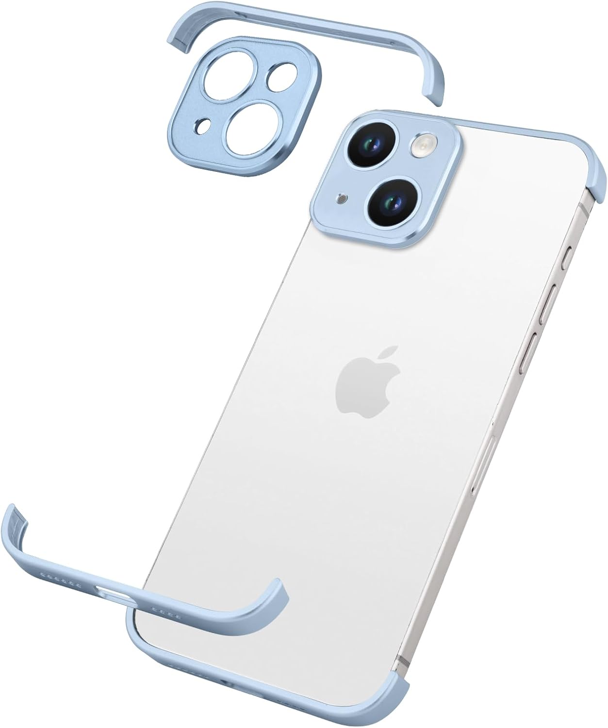 Design for Metal Frameless Phone Case Compatible with iPhone 12 Phone Models with Camera Lens Protector, Metal Shockproof Phone Cover, Minimalist Yet Protective Bumper Shell (Black Metal)