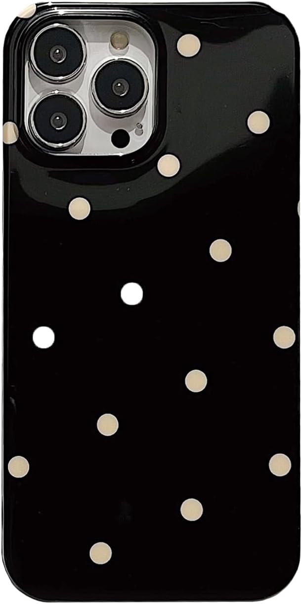 Phone Case Compatible with iPhone 15 Pro Classic Trendy Stylish Pattern Slim Soft IMD Glossy Protective Girls Women Cover(iPhone 15pro 6.1inch,Black)