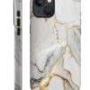 Phone Case Compatible with iPhone 14 Plus Case,Hybrid 2 Layer PC Hard Shell + Silicone Protective Case, White Gold Marble Scratch-Resistant Shockproof Cover for iPhone 14 Plus