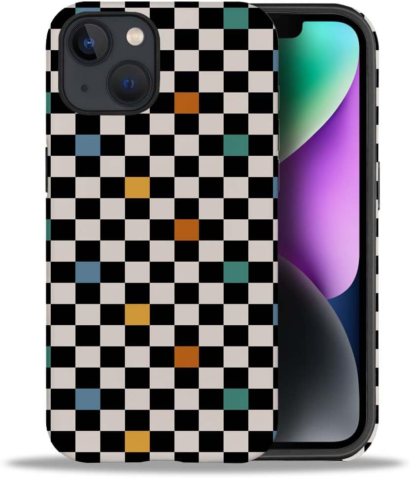 Phone Case Compatible with iPhone 14 Plus Case,Hybrid 2 Layer PC Hard Shell + Silicone Protective Case, White Gold Marble Scratch-Resistant Shockproof Cover for iPhone 14 Plus