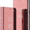 for Samsung Galaxy S22 Ultra Case Clear View Makeup Mirror Flip Cover, Galaxy S22 Ultra 5G Phone Case with Kickstand Shockproof Protective Cases Galaxy S22 Ultra 5G Shell (Silver)