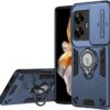 Compatible with 11 F 5G / F25 Pro 5G Bracket Shell,Camera Lens Protection Kickstand Car Mount 2 in 1 Anti-Fall Phone Case Cover Black