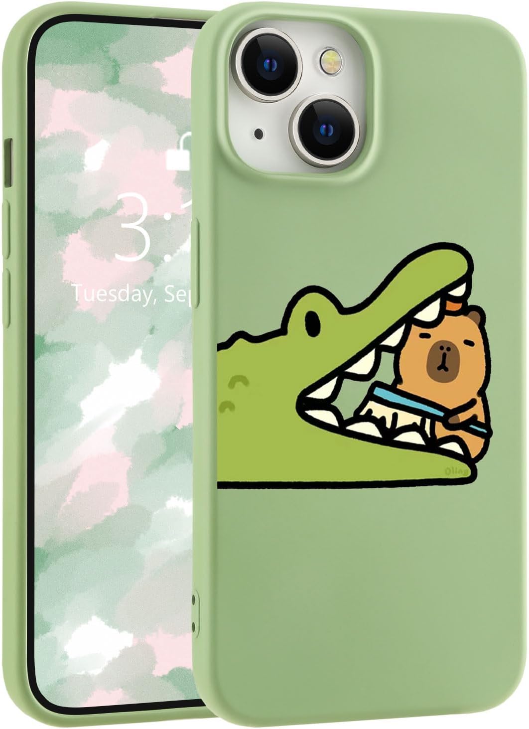 for iPhone 13 Case, Cute Kawaii Panda Pink Liquid Silicone Slim Fit Soft Gel Rubber Protective Phone Cover for Women Girls