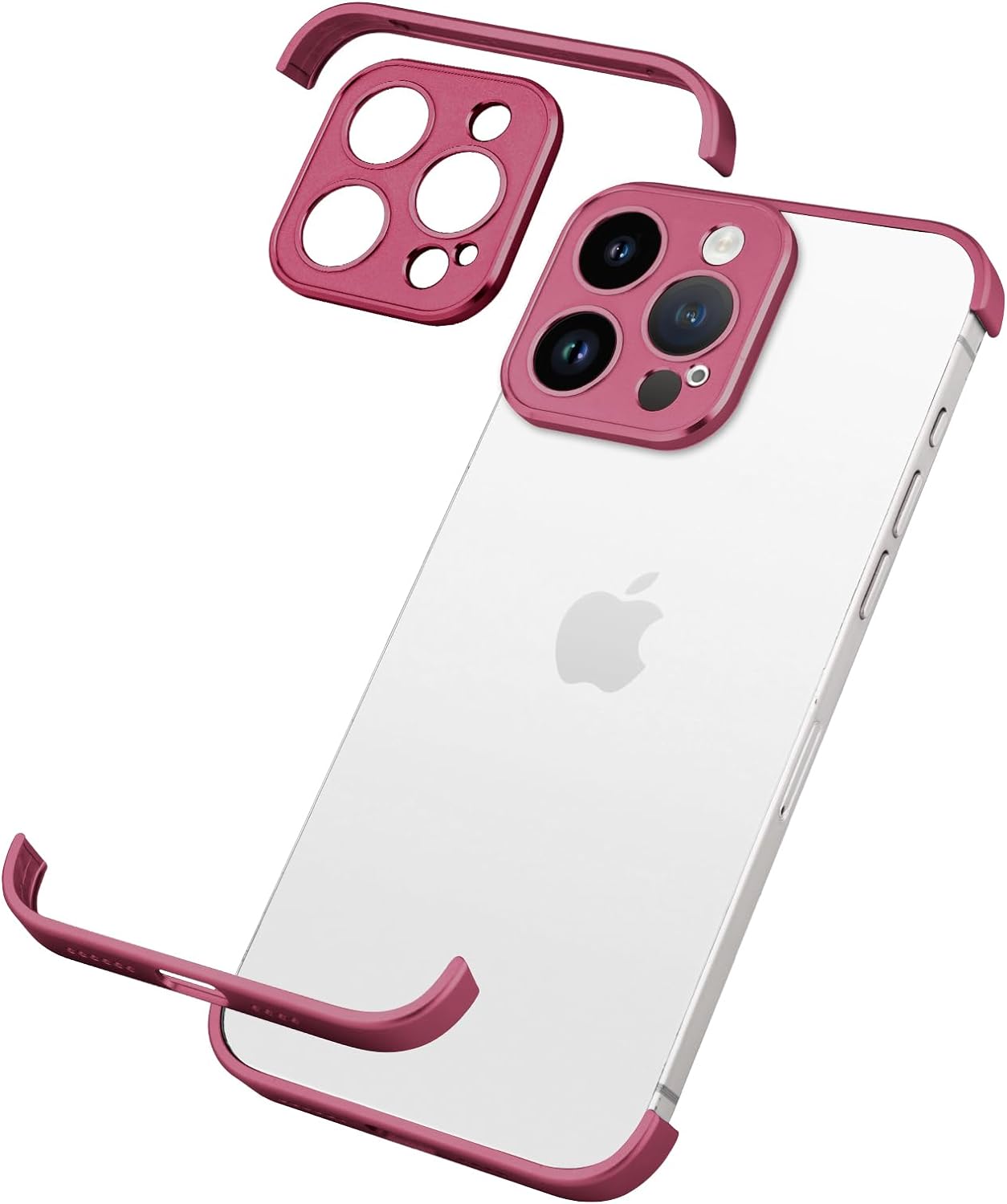 Design for Metal Frameless Phone Case Compatible with iPhone 12 Phone Models with Camera Lens Protector, Metal Shockproof Phone Cover, Minimalist Yet Protective Bumper Shell (Black Metal)