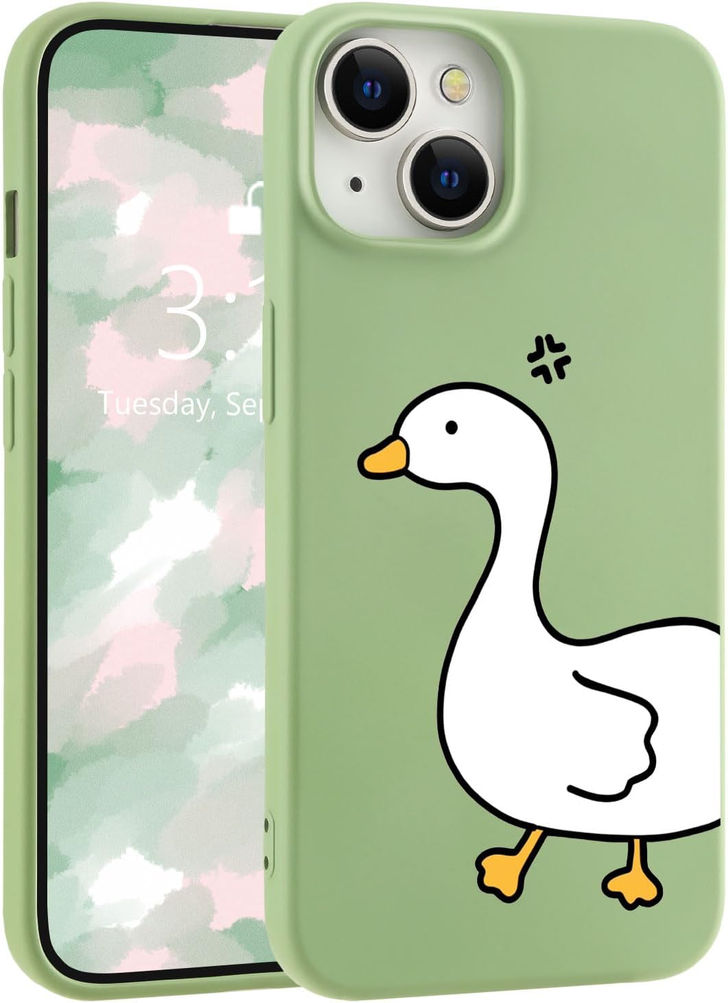 for iPhone 13 Case, Cute Kawaii Panda Pink Liquid Silicone Slim Fit Soft Gel Rubber Protective Phone Cover for Women Girls