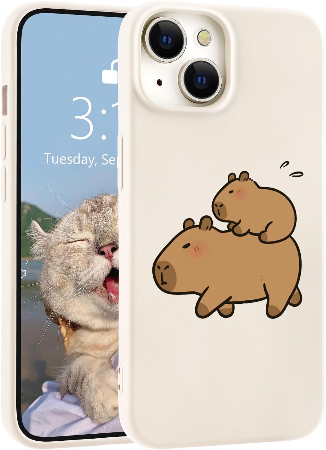 for iPhone 13 Case, Cute Kawaii Panda Pink Liquid Silicone Slim Fit Soft Gel Rubber Protective Phone Cover for Women Girls