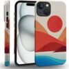 case Compatible with iPhone 13, Dark Blue Steed and Cactus Mix Two Layers of Protective Hard Shell Clear Design and dust-Proof. Suitable for iPhone 13