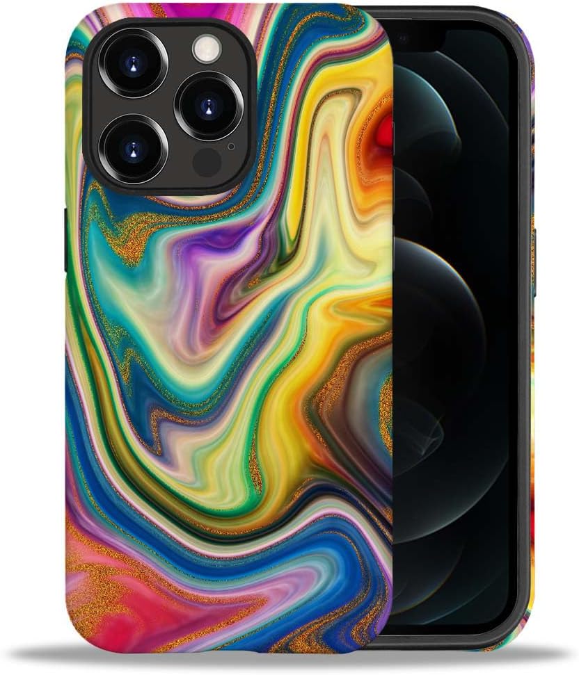 Case Compatible with iPhone 11,Colorful Marble 2 in 1 Phone Case for Women Men,Soft TPU and PC Hard Shell Mixed Two-Layer Protective Phone Case for 11 6.1 Inch