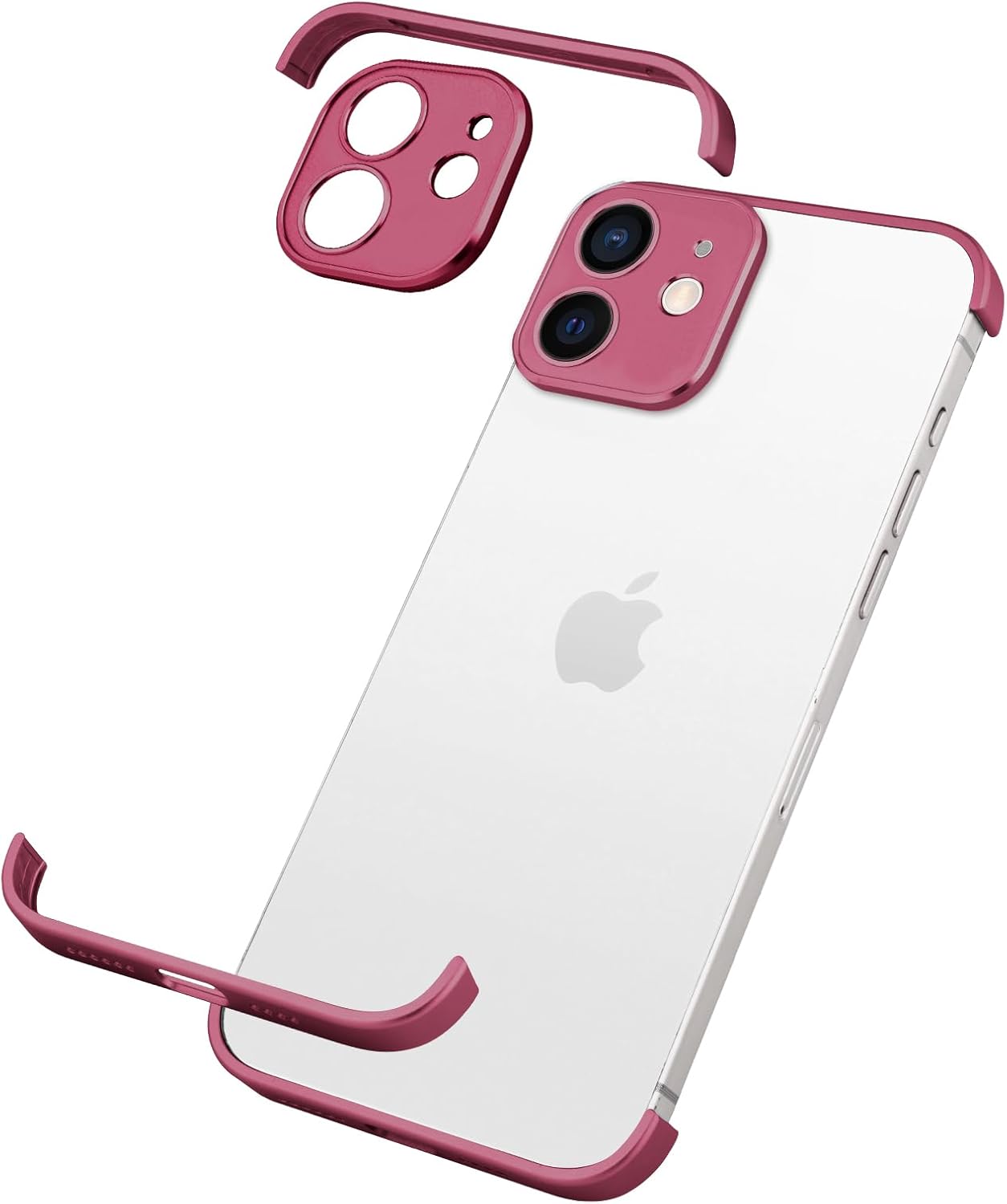 Design for Metal Frameless Phone Case Compatible with iPhone 12 Phone Models with Camera Lens Protector, Metal Shockproof Phone Cover, Minimalist Yet Protective Bumper Shell (Black Metal)