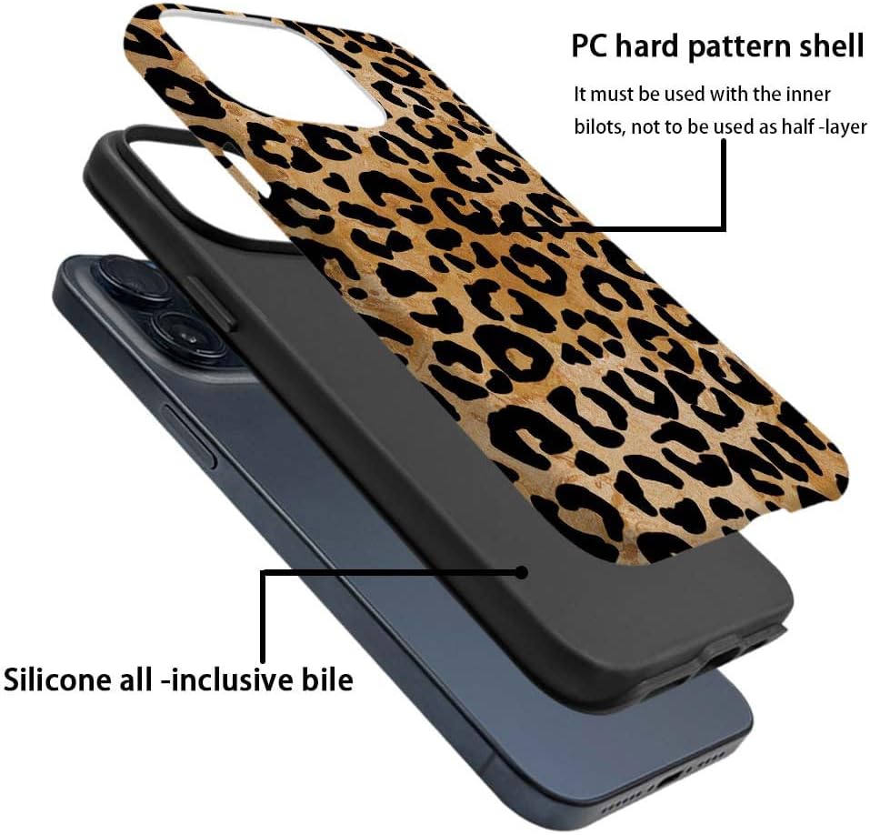 for iPhone 11 Case,HH2 Cheetah Print Leopard Hybrid 2 Layer Hard Shell Design Pattern Protective Silicone Case