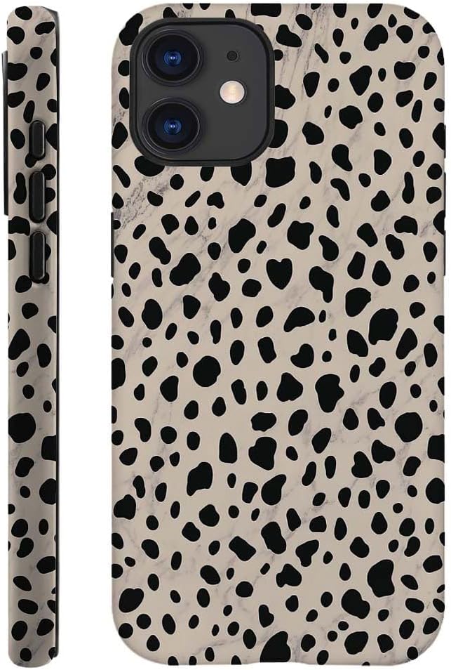Case Compatible with iPhone 14 Pro Max,Black Polka Dots Marble Pattern-Almond Latte Pattern Design Case for iPhone 14 Pro Max Cases,Dustproof Protective Hybrid 2-Layer Hard Shell Phone Case