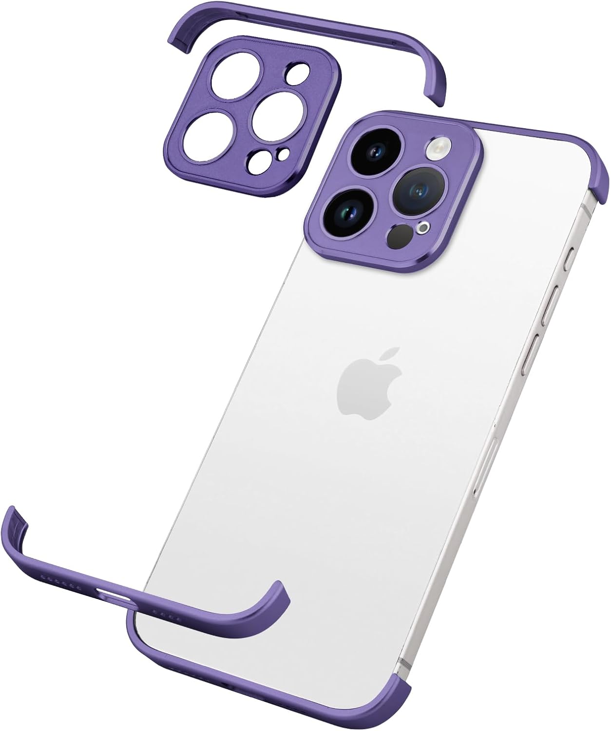 Design for Metal Frameless Phone Case Compatible with iPhone 12 Phone Models with Camera Lens Protector, Metal Shockproof Phone Cover, Minimalist Yet Protective Bumper Shell (Black Metal)