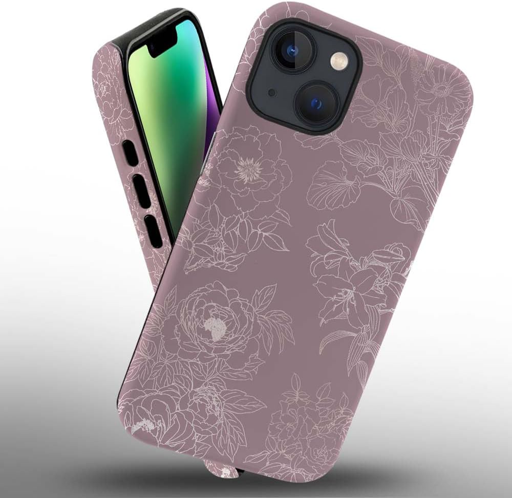Phone Case Compatible with iPhone 14 Plus Case,Hybrid 2 Layer PC Hard Shell + Silicone Protective Case, White Gold Marble Scratch-Resistant Shockproof Cover for iPhone 14 Plus