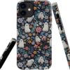 Compatible with for iPhone 15,Spooky Ghosts On Bookshelf Halloween Phone Case for iPhone 15,Scratch Resistant Hybrid 2-Layer Hard Shell Bright Phone Case
