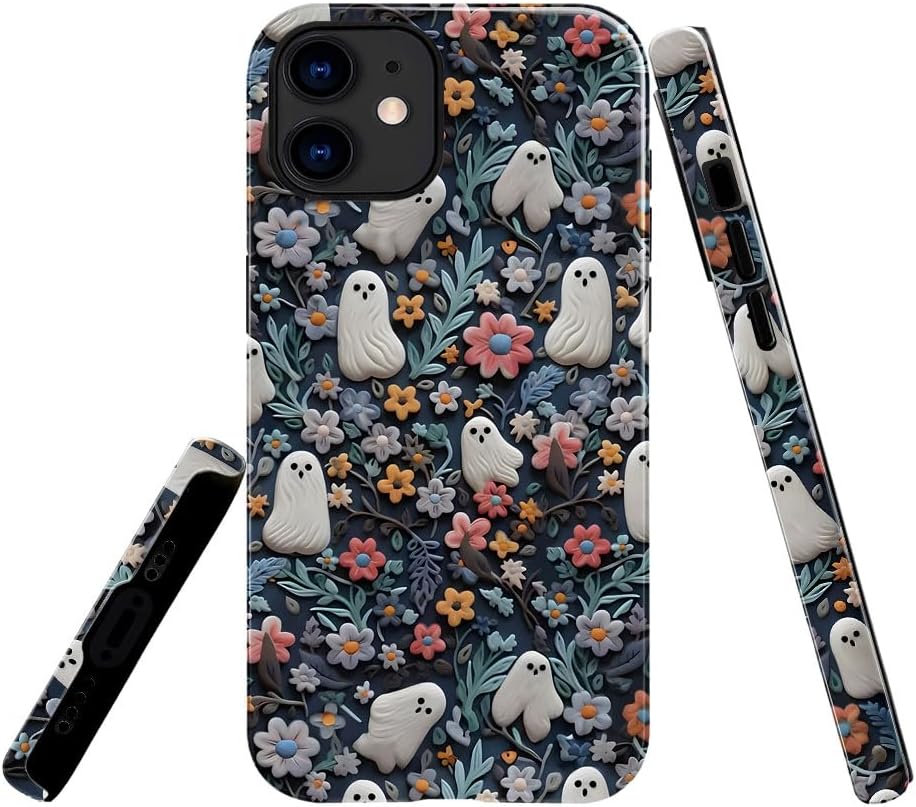 Compatible with for iPhone 15,Spooky Ghosts On Bookshelf Halloween Phone Case for iPhone 15,Scratch Resistant Hybrid 2-Layer Hard Shell Bright Phone Case