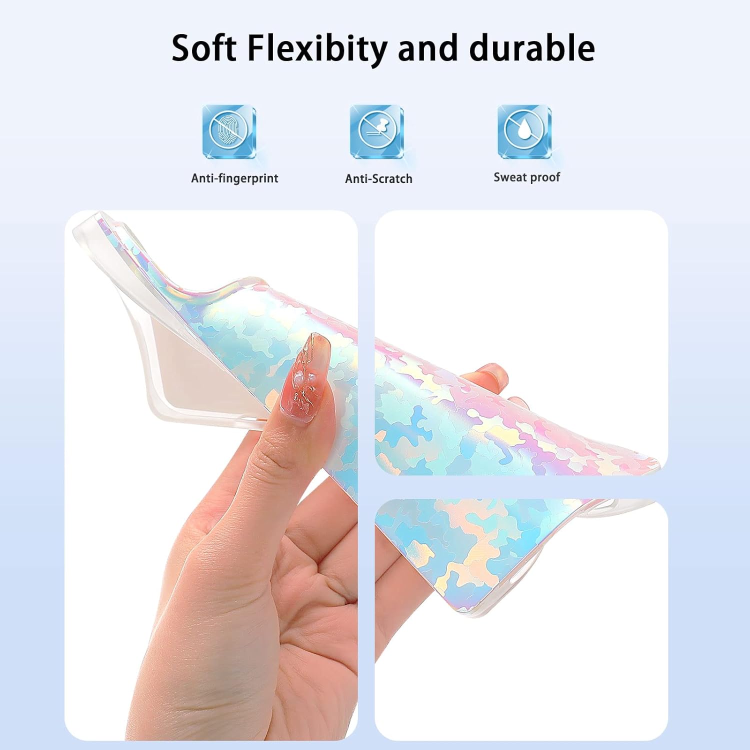 Square Phone Case for iPhone 13 Pro Max,Bling Glitter Colorful Slim Soft TPU Silicone Mobile Case for Women Girls Men Boys Cute Shockproof iPhone Protective Case 6.7 inch (Shell)