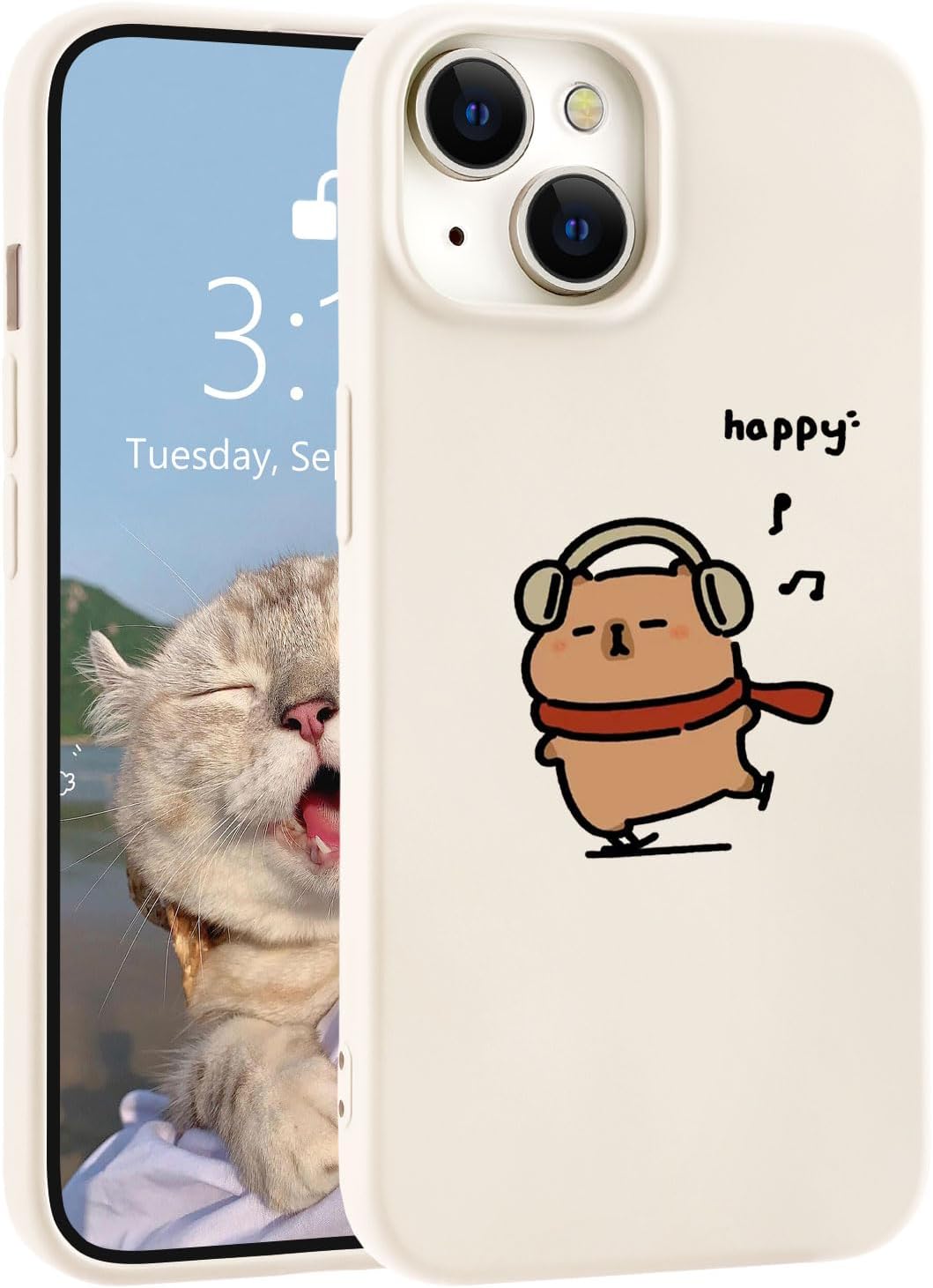 for iPhone 13 Case, Cute Kawaii Panda Pink Liquid Silicone Slim Fit Soft Gel Rubber Protective Phone Cover for Women Girls
