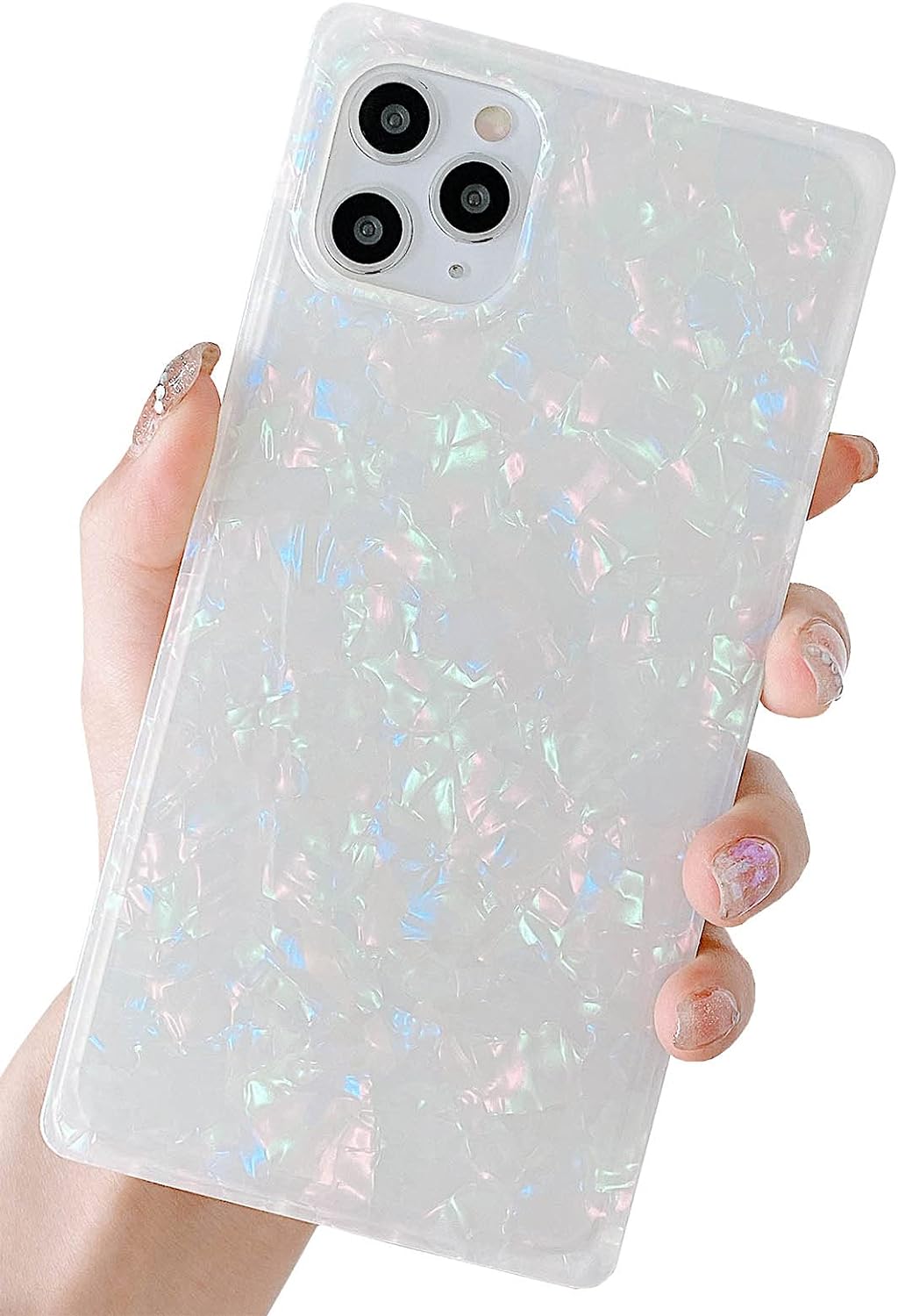 Pearl Pattern Compatible with iPhone 11 Rectangle Edge Case, Slim Soft TPU Silicone Protective Bumper Cases Cover(Pink Pearl,11)