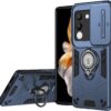 Compatible with 11 F 5G / F25 Pro 5G Bracket Shell,Camera Lens Protection Kickstand Car Mount 2 in 1 Anti-Fall Phone Case Cover Black
