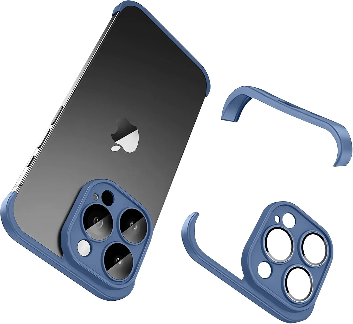 Design for Metal Frameless Phone Case Compatible with iPhone 12 Phone Models with Camera Lens Protector, Metal Shockproof Phone Cover, Minimalist Yet Protective Bumper Shell (Black Metal)