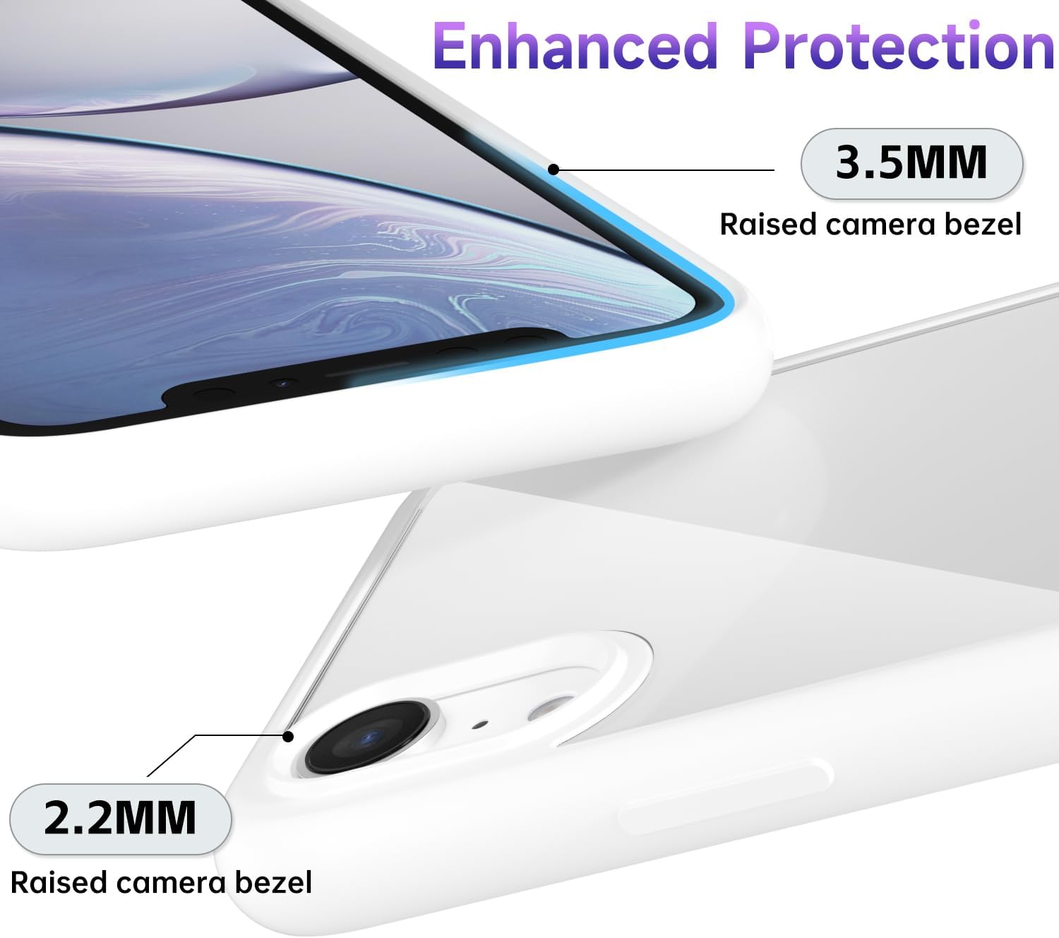 Thin Slim Clear case for iPhone XR, Transparent Hybrid Hard Shell Plastic & Soft Silicone Rubber Bumper, Non-Yellow Acrylic Protective Lightweight Cover for Women, White