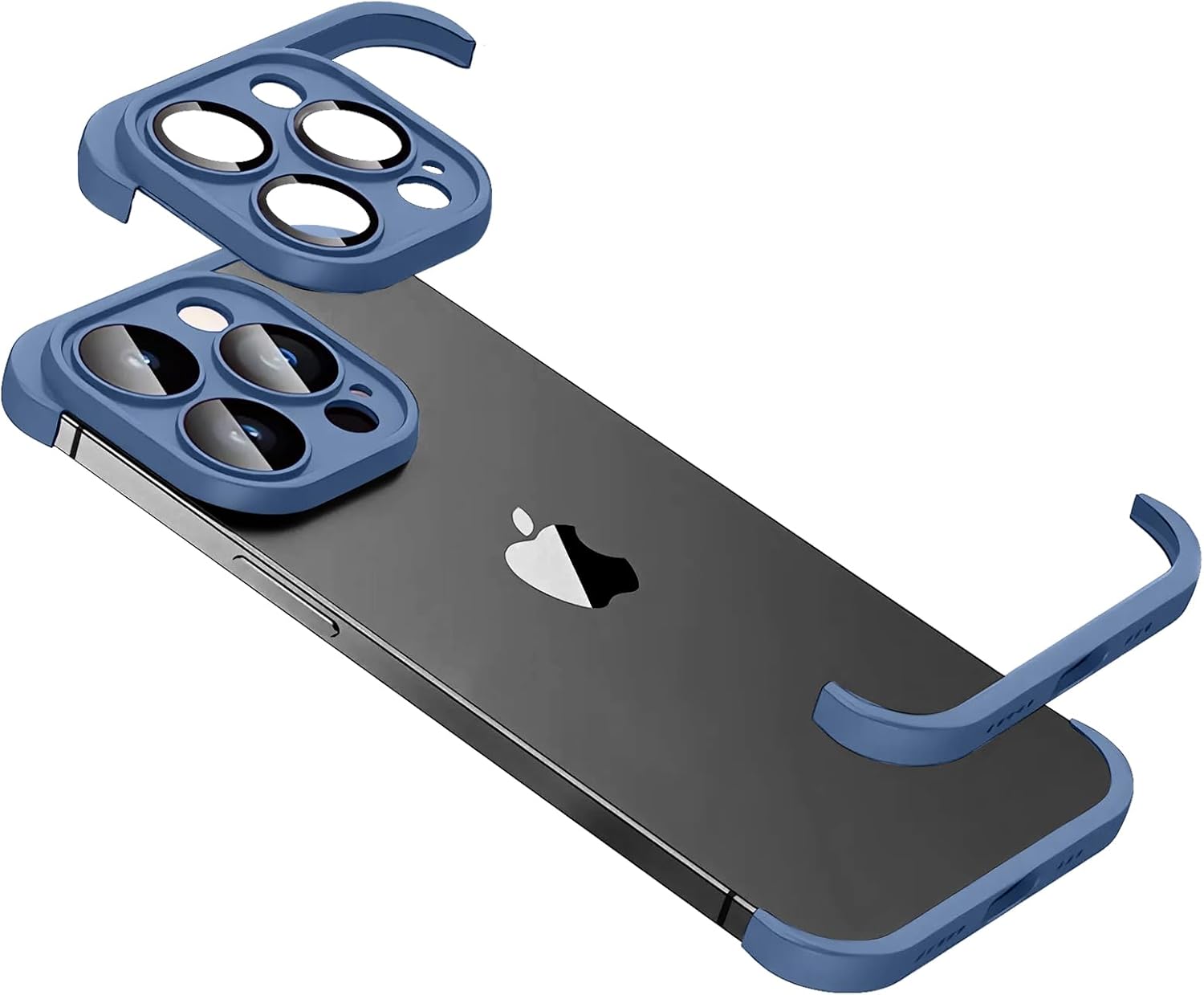 Design for Metal Frameless Phone Case Compatible with iPhone 12 Phone Models with Camera Lens Protector, Metal Shockproof Phone Cover, Minimalist Yet Protective Bumper Shell (Black Metal)