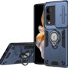 Compatible with 11 F 5G / F25 Pro 5G Bracket Shell,Camera Lens Protection Kickstand Car Mount 2 in 1 Anti-Fall Phone Case Cover Black