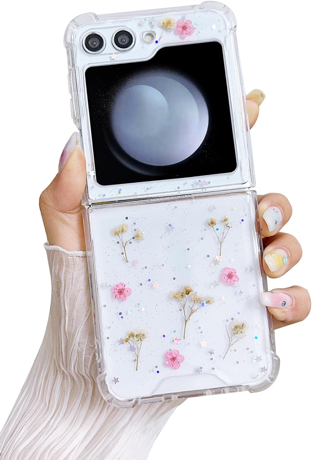 61VPEsZxNTL._AC_SL1500 Compatible with Galaxy Flip 6 Case Women Girls Flexible TPU Sequin Sparkle Glitter Shockproof Protective Phone Cover for Galaxy Z Flip 6 (Shell Colorful)