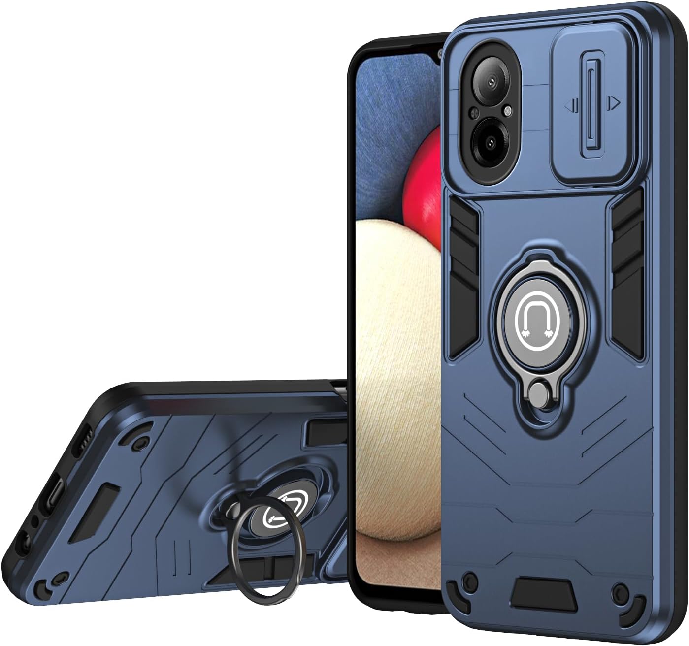 Compatible with 11 F 5G / F25 Pro 5G Bracket Shell,Camera Lens Protection Kickstand Car Mount 2 in 1 Anti-Fall Phone Case Cover Black