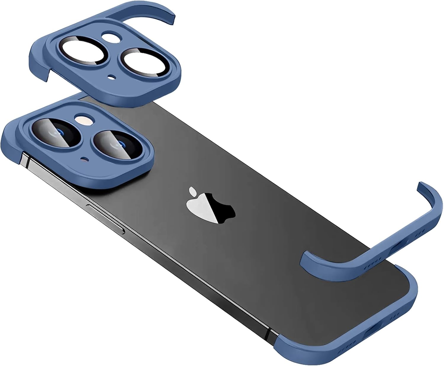 Design for Metal Frameless Phone Case Compatible with iPhone 12 Phone Models with Camera Lens Protector, Metal Shockproof Phone Cover, Minimalist Yet Protective Bumper Shell (Black Metal)