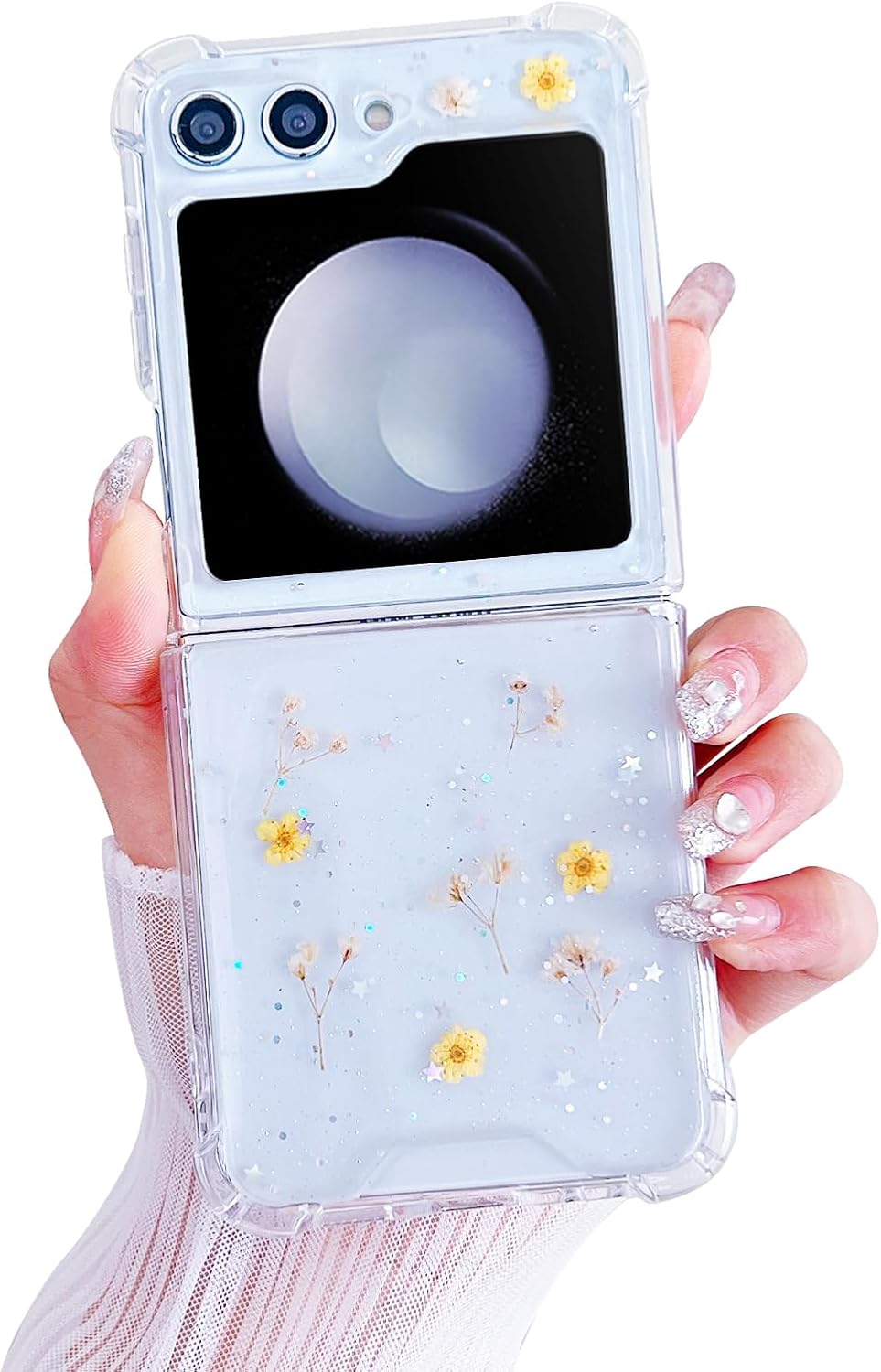 61ZW7zoBIsL._AC_SL1500 Compatible with Galaxy Flip 6 Case Women Girls Flexible TPU Sequin Sparkle Glitter Shockproof Protective Phone Cover for Galaxy Z Flip 6 (Shell Colorful)