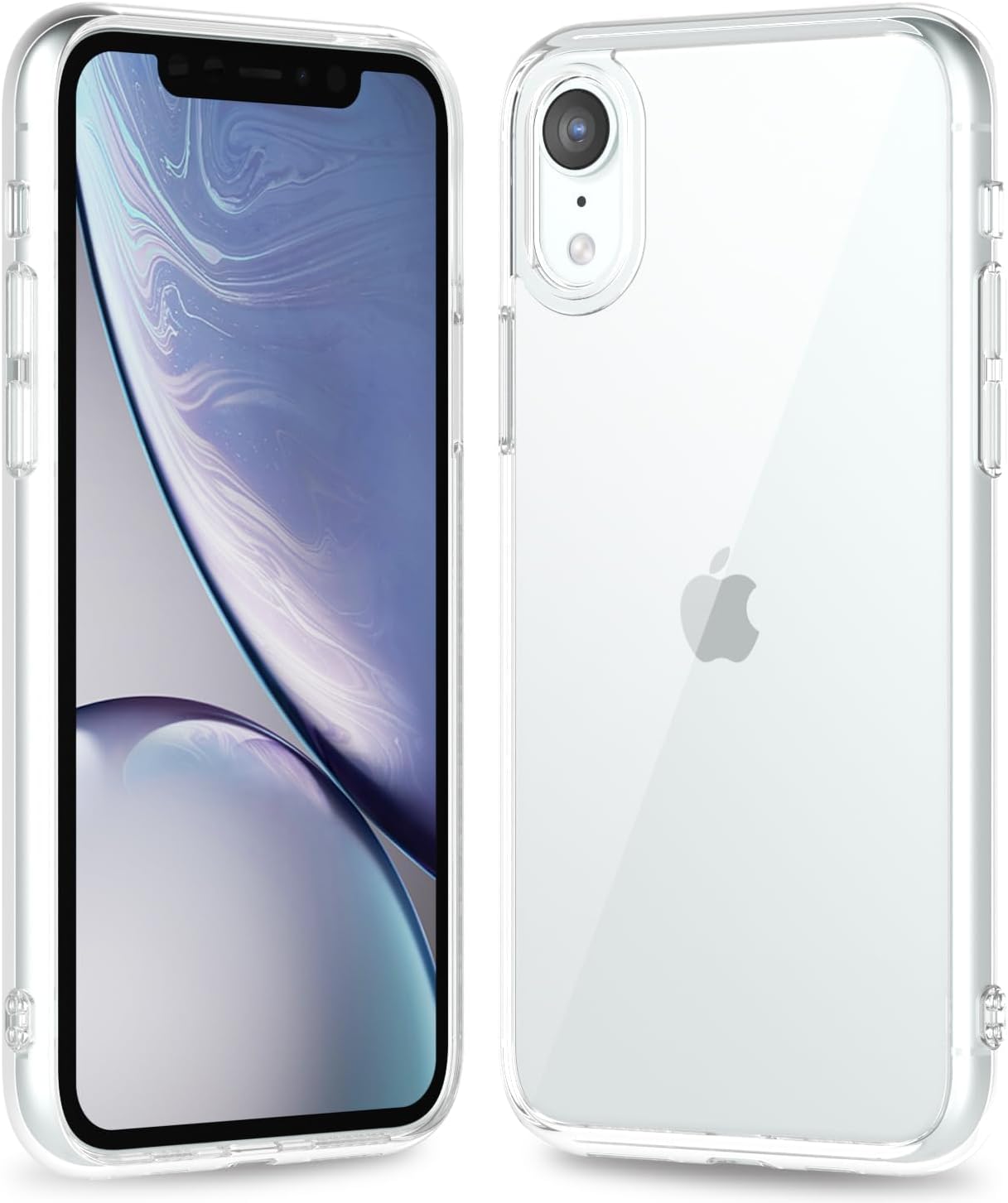 Thin Slim Clear case for iPhone XR, Transparent Hybrid Hard Shell Plastic & Soft Silicone Rubber Bumper, Non-Yellow Acrylic Protective Lightweight Cover for Women, White