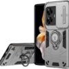 Compatible with 11 F 5G / F25 Pro 5G Bracket Shell,Camera Lens Protection Kickstand Car Mount 2 in 1 Anti-Fall Phone Case Cover Black