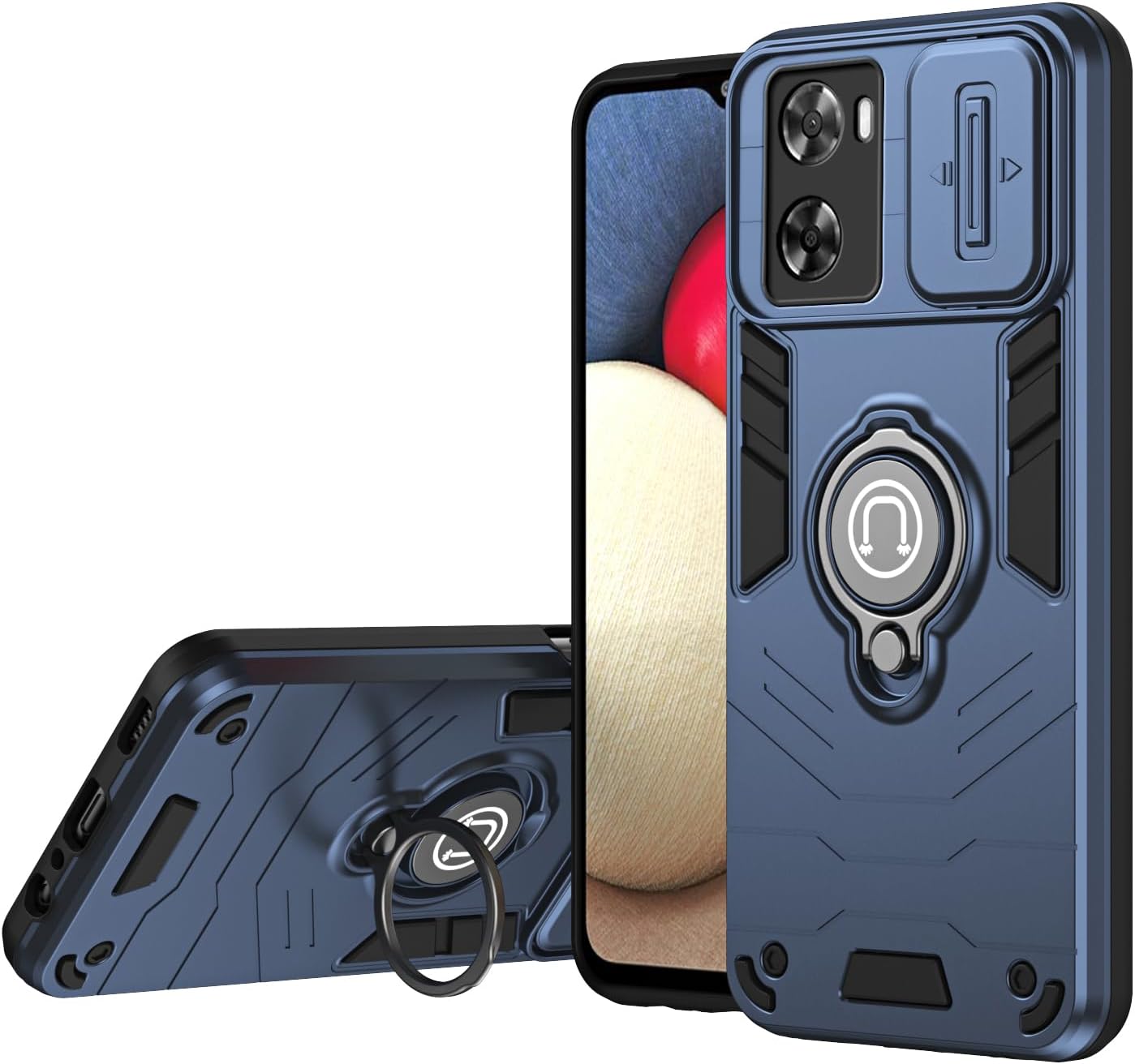 Compatible with 11 F 5G / F25 Pro 5G Bracket Shell,Camera Lens Protection Kickstand Car Mount 2 in 1 Anti-Fall Phone Case Cover Black