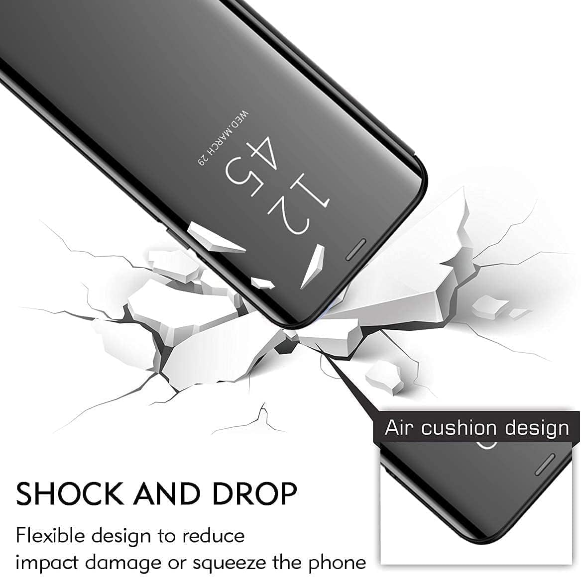 for Samsung Galaxy S22 Ultra Case Clear View Makeup Mirror Flip Cover, Galaxy S22 Ultra 5G Phone Case with Kickstand Shockproof Protective Cases Galaxy S22 Ultra 5G Shell (Silver)