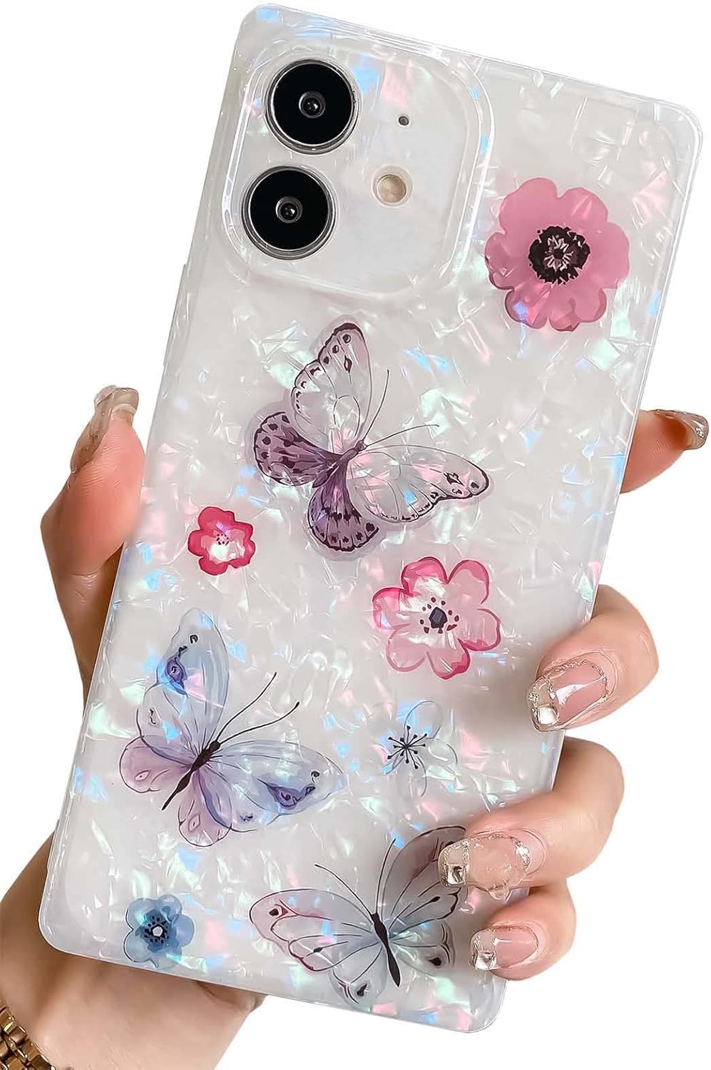 Pearl Pattern Compatible with iPhone 11 Rectangle Edge Case, Slim Soft TPU Silicone Protective Bumper Cases Cover(Pink Pearl,11)