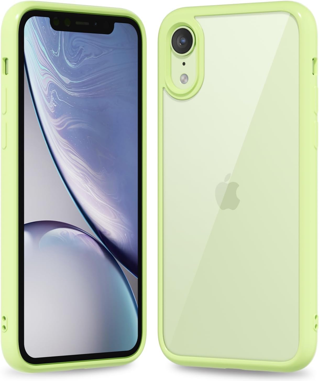 Thin Slim Clear case for iPhone XR, Transparent Hybrid Hard Shell Plastic & Soft Silicone Rubber Bumper, Non-Yellow Acrylic Protective Lightweight Cover for Women, White