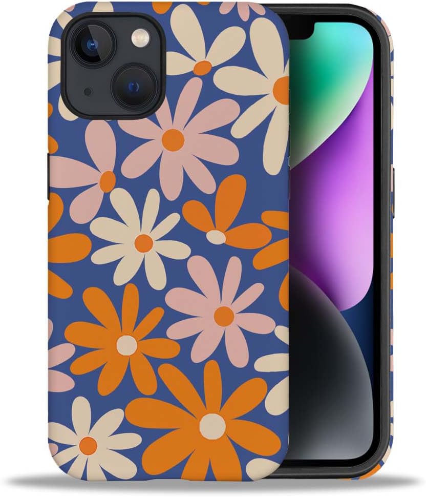 Phone Case Compatible with iPhone 14 Plus Case,Hybrid 2 Layer PC Hard Shell + Silicone Protective Case, White Gold Marble Scratch-Resistant Shockproof Cover for iPhone 14 Plus