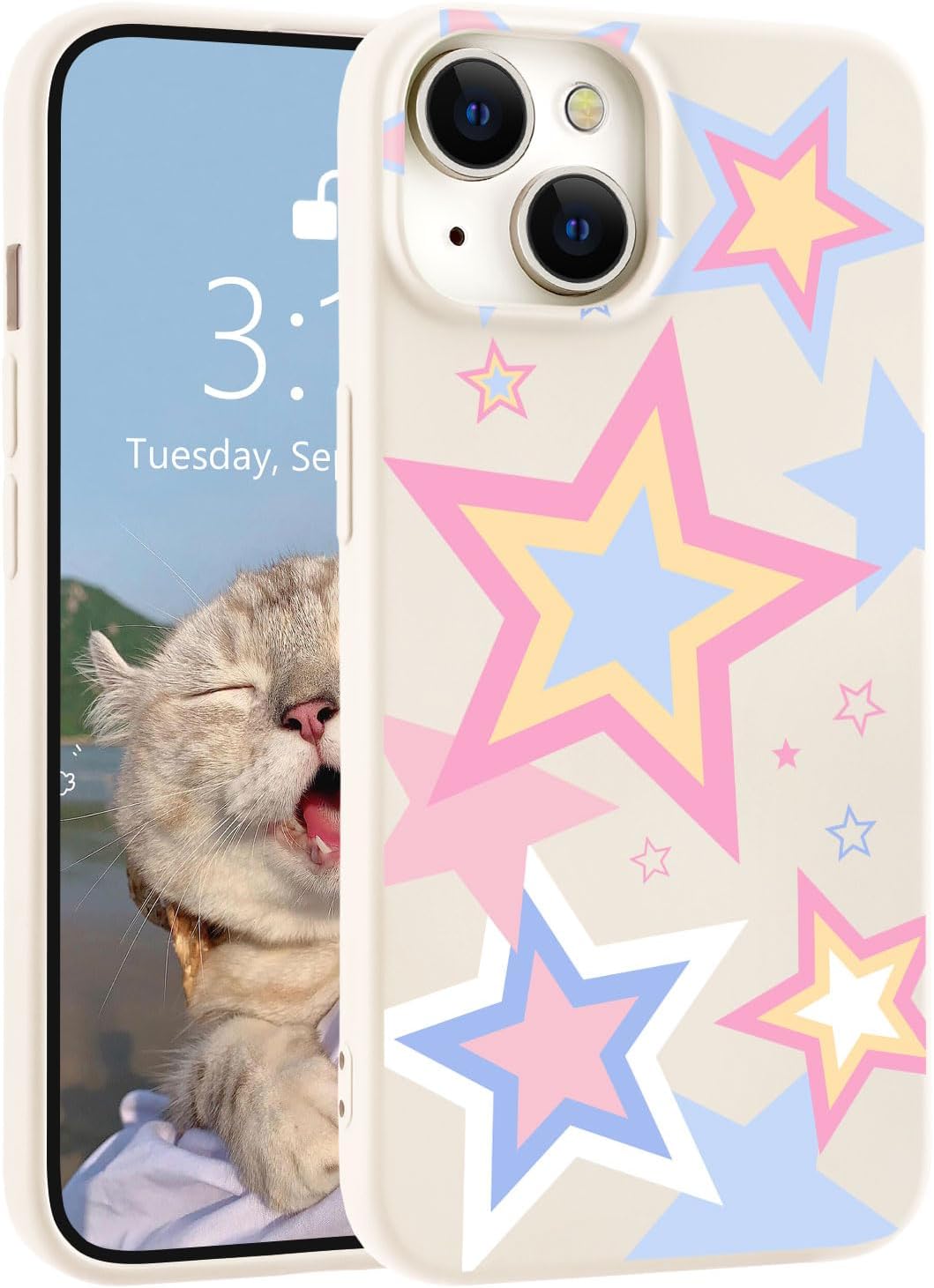 for iPhone 13 Case, Cute Kawaii Panda Pink Liquid Silicone Slim Fit Soft Gel Rubber Protective Phone Cover for Women Girls