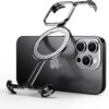 Innovatemee Magnetic Phone Case for iPhone 15 Pro Max with Metal Camera Stand, Compatible with MagSafe, Slim Shockproof Bumper Case Sleek Minimalist Frameless Aluminum Shells, Black