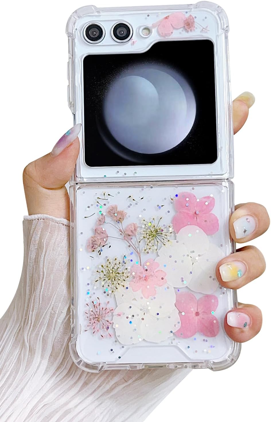 61kigPZdo1L._AC_SL1500 Compatible with Galaxy Flip 6 Case Women Girls Flexible TPU Sequin Sparkle Glitter Shockproof Protective Phone Cover for Galaxy Z Flip 6 (Shell Colorful)