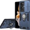 Compatible with 11 F 5G / F25 Pro 5G Bracket Shell,Camera Lens Protection Kickstand Car Mount 2 in 1 Anti-Fall Phone Case Cover Black