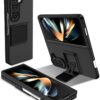 Case for Samsung Galaxy Z Fold 4, [Adjustable Bracket] Shockproof PC Shell with Lens Protection Cell Phone Cover, Black