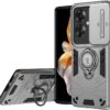 Compatible with 11 F 5G / F25 Pro 5G Bracket Shell,Camera Lens Protection Kickstand Car Mount 2 in 1 Anti-Fall Phone Case Cover Black