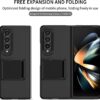 Case for Samsung Galaxy Z Fold 4, [Adjustable Bracket] Shockproof PC Shell with Lens Protection Cell Phone Cover, Black