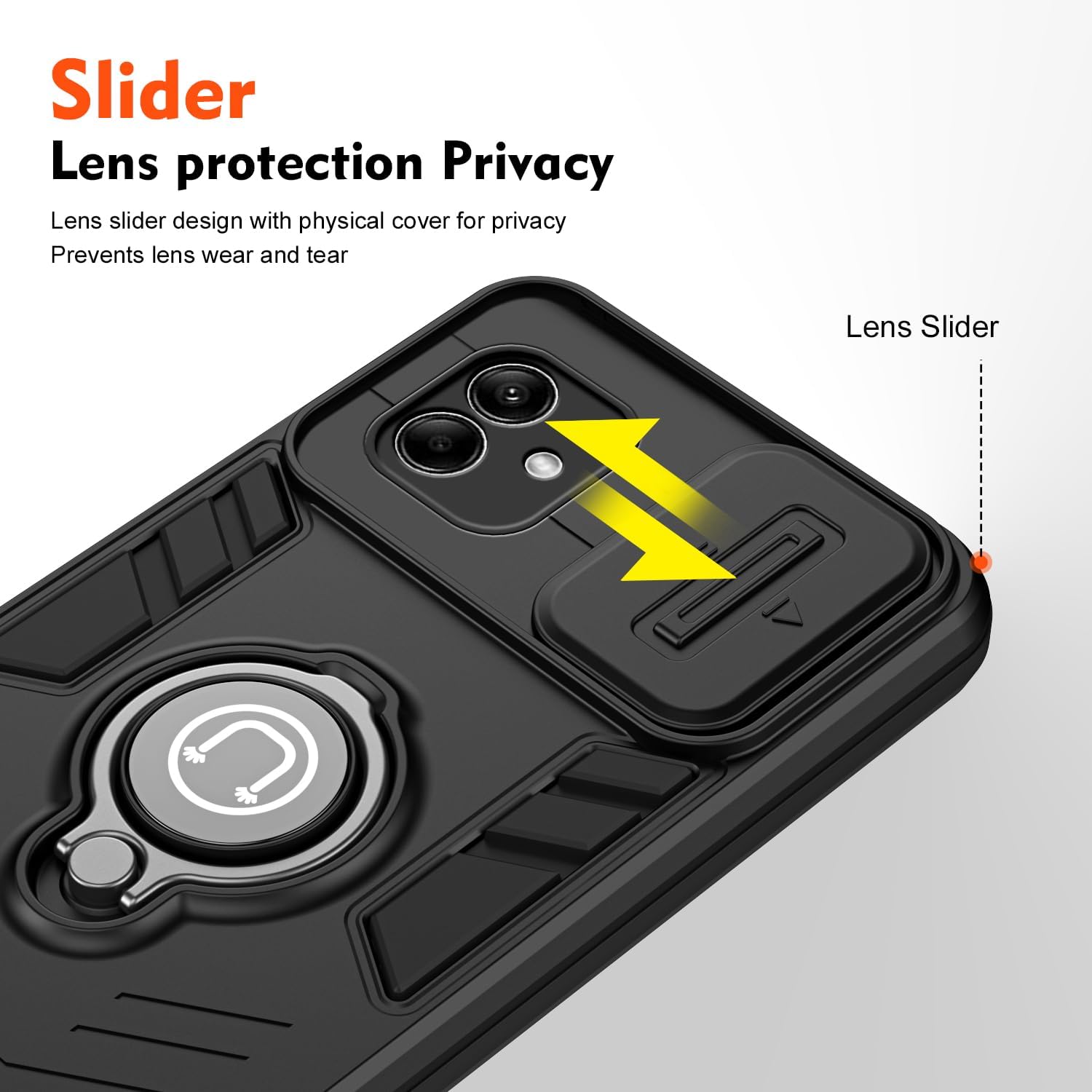 Compatible with 11 F 5G / F25 Pro 5G Bracket Shell,Camera Lens Protection Kickstand Car Mount 2 in 1 Anti-Fall Phone Case Cover Black