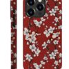 Phone Case Compatible with iPhone 14 Pro Max Case,Hybrid 2 Layer PC Hard Shell + Silicone Protective Case, Vintage Red Cherry Blossom Scratch-Resistant Shockproof Cover for iPhone 14 Pro Max