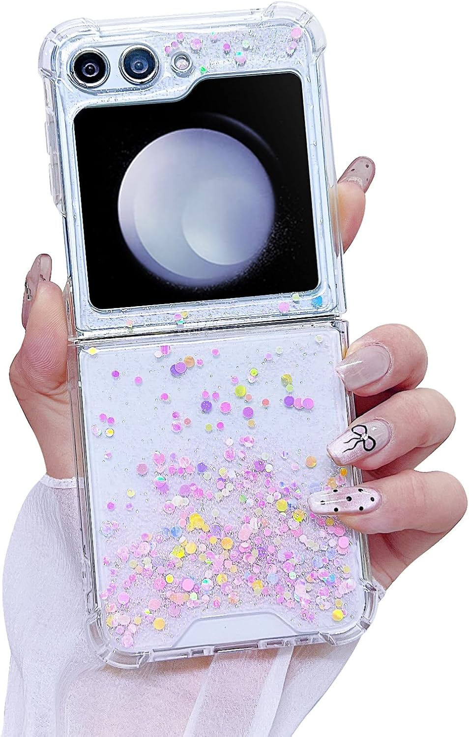 71-JnzIfjbL._AC_SL1500 Compatible with Galaxy Flip 6 Case Women Girls Flexible TPU Sequin Sparkle Glitter Shockproof Protective Phone Cover for Galaxy Z Flip 6 (Shell Colorful)